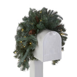 Pre-Lit Frosted Arctic Spruce Mailbox Swag with Warm White LED Lights, 36 Inch