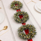 Pre-Lit Glittery Bristle Triple Wreath Door Hanging with Warm White LED Lights