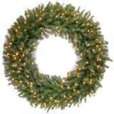 Pre-Lit Norwood Fir Wreath with Warm White LED Lights, 48 Inch