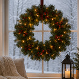 Pre-Lit Crestwood Spruce Wreath with Twinkly Smart LED Lights, 24 Inch