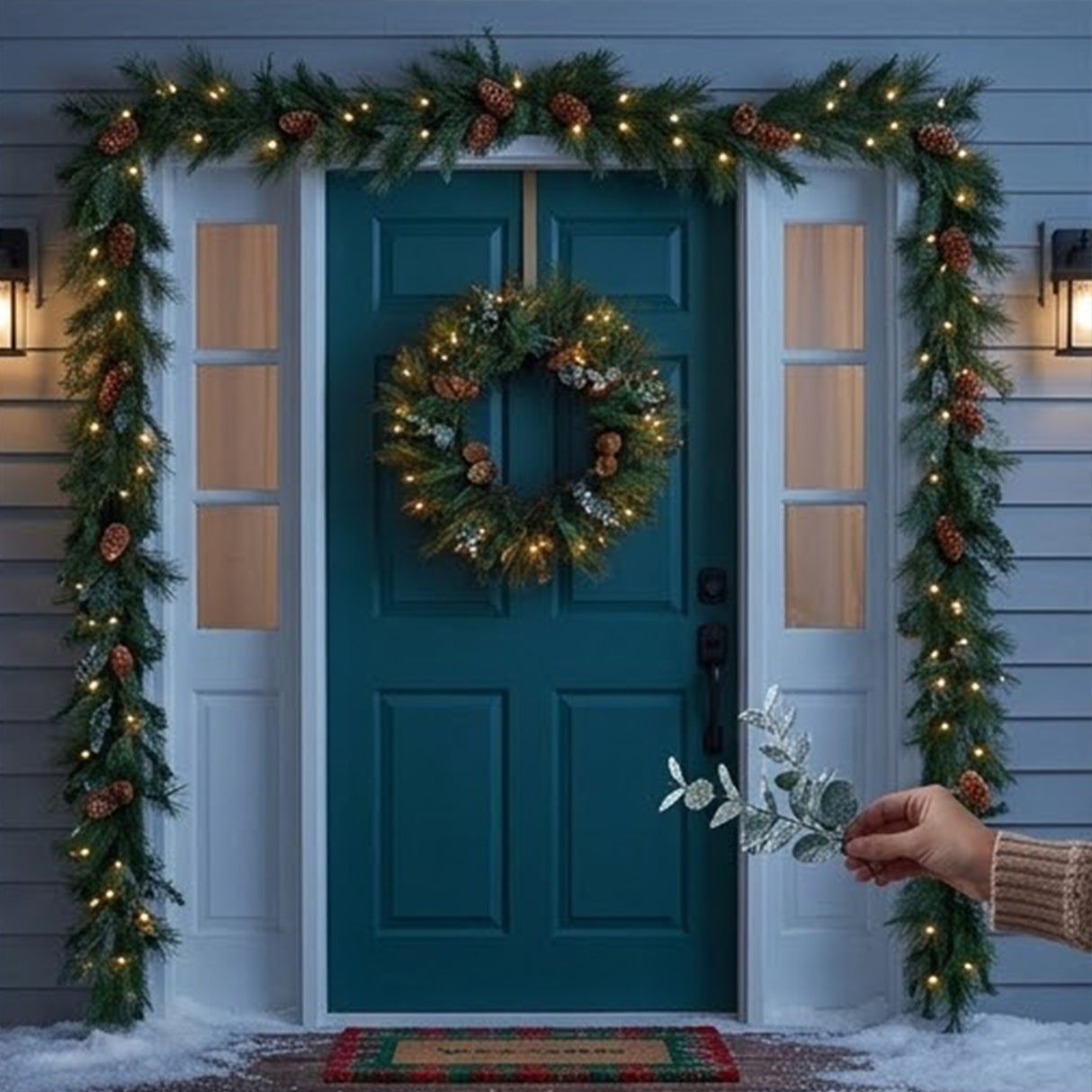 Pre-Lit North Conway Christmas Wreath with Warm White LED Lights, 30 Inch