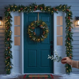Pre-Lit North Conway Christmas Wreath with Warm White LED Lights, 30 Inch