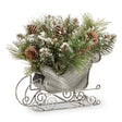 Glittery Bristle Pine Decorative Sleigh Accent with Pinecones, 10 Inch