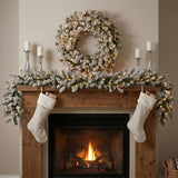 Pre-Lit Snowy Sheffield Spruce Christmas Wreath with Twinkly Smart LED Lights, 30 Inch