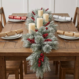 Snowy Pine Berry Christmas Garland with Red Berries, 8 Foot Holiday Decor