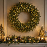 42in Pre-Lit Downswept Douglas Fir Christmas Wreath with Warm White LED Lights