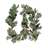 9ft Pre-Lit Magnolia Mix Pine Garland with Red Berry LED Lights