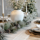 7ft Snowy Pine Christmas Garland with Pinecones