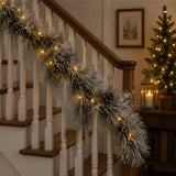7ft Snowy Long Needle Christmas Garland with Pinecones