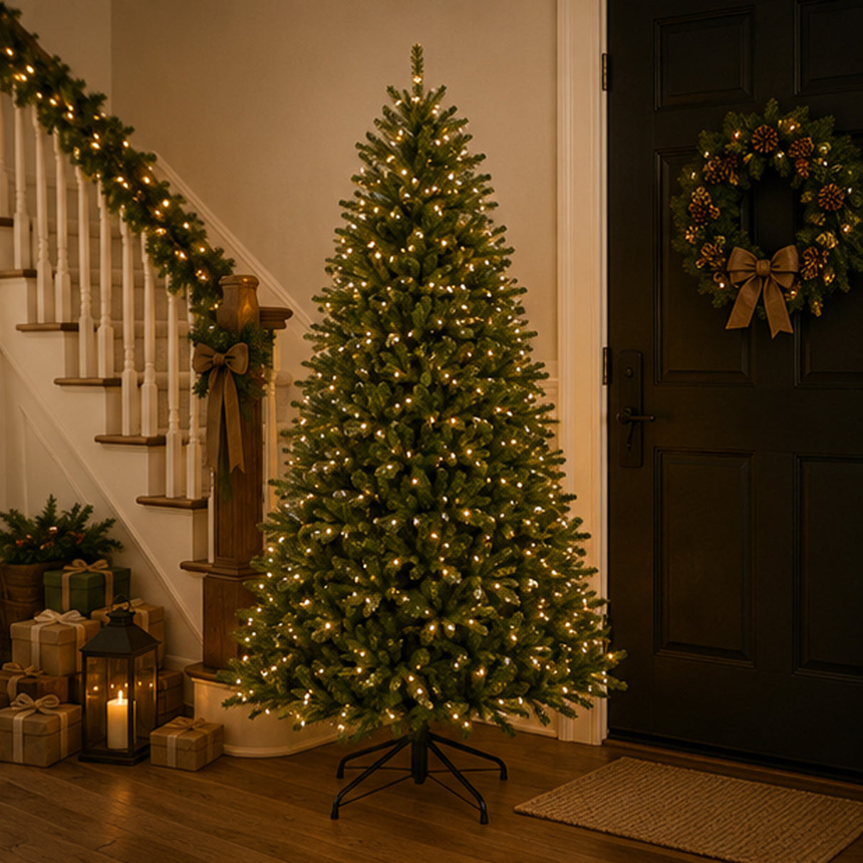 9ft Pre-Lit Dunhill Fir Christmas Tree with 900 Clear Lights