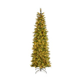 9ft Pre-Lit Carolina Pine Slim Christmas Tree with Clear Lights