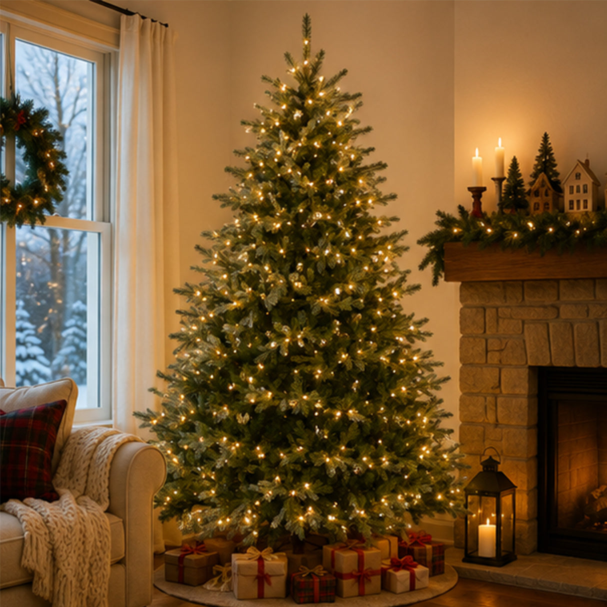 9ft Pre-Lit Nordic Spruce Medium Christmas Tree with Clear Lights