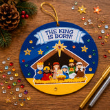 Nativity Paper Sticker Scene Christmas Ornaments 24 Pack Craft Kit