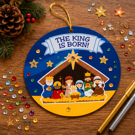 Nativity Paper Sticker Scene Christmas Ornaments 24 Pack Craft Kit