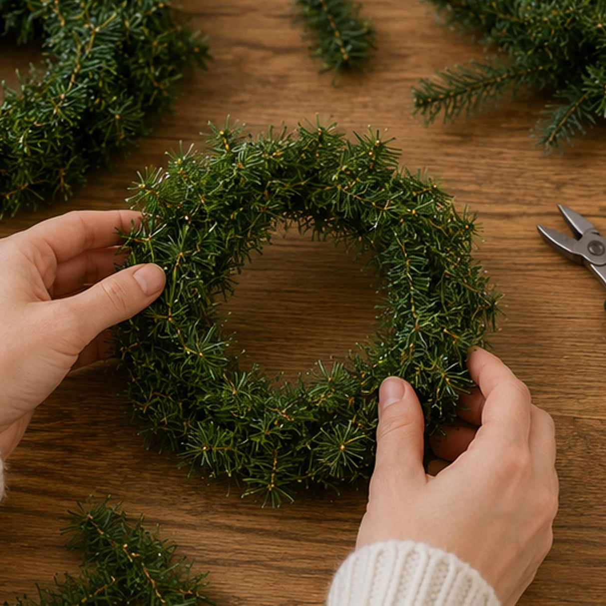 Mini Pine Artificial Christmas Wreath 10 Inch Set of 6 Unlit