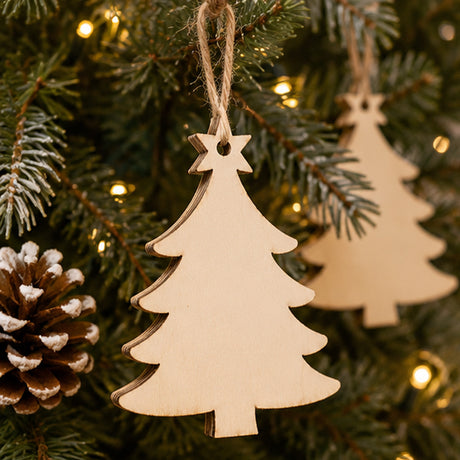 Wooden Tree Shape Hanging Ornaments Fun DIY Craft Set Of 20 Pc