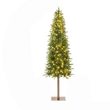 Pre Lit Artificial Alpine Slim Pencil Christmas Tree with LED Lights Stand