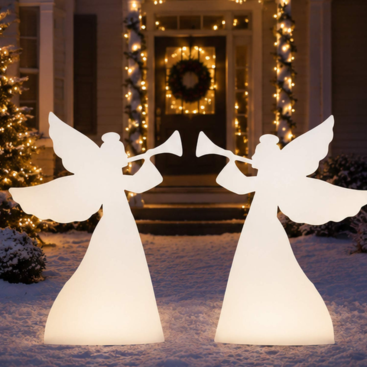 Set of 2 Christmas Angel Yard Decorations 3 Ft Outdoor Display