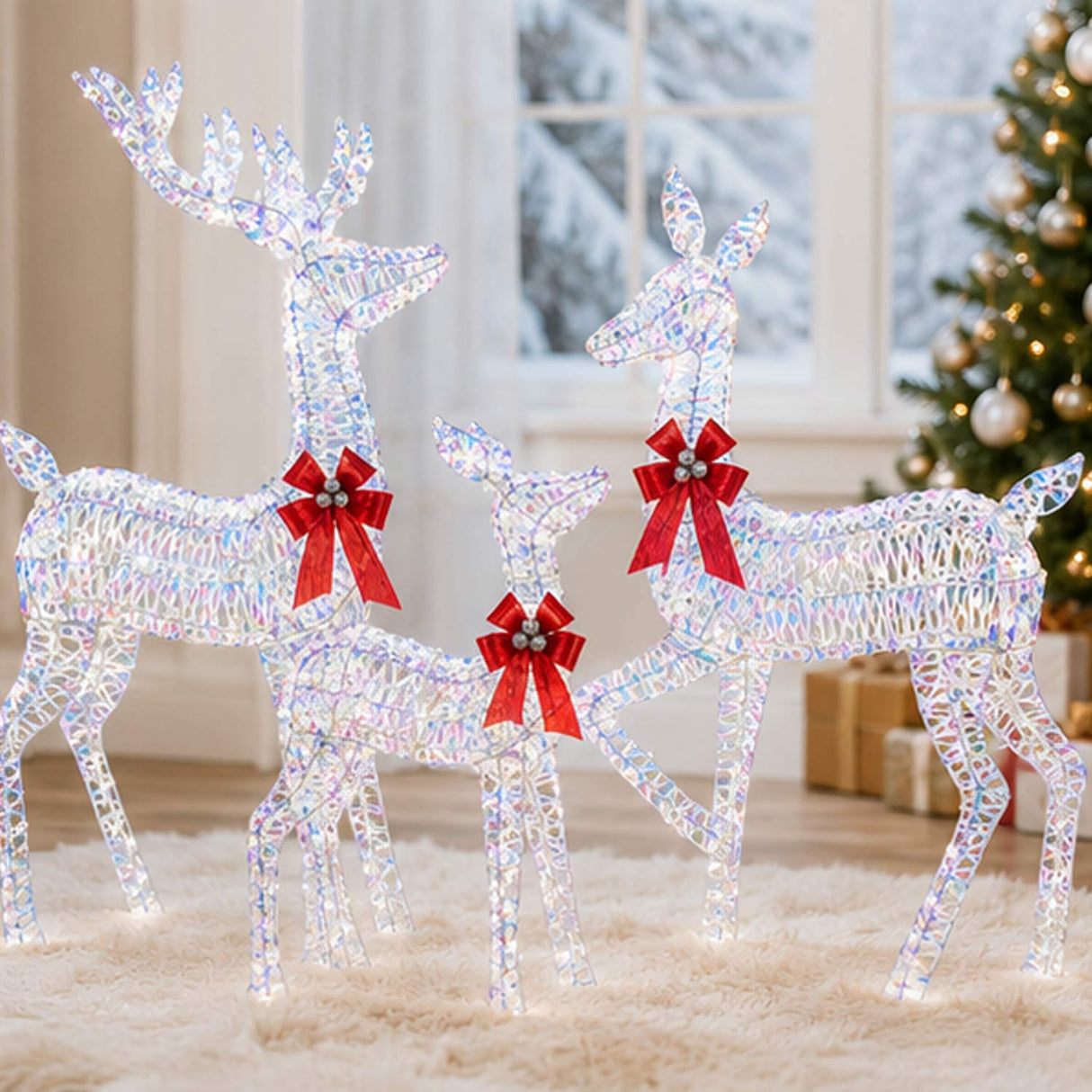 Lighted Christmas Deer Family Outdoor Decor Set with LED Lights