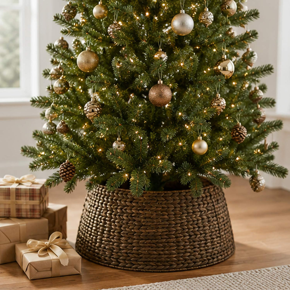 24in Woven Hyacinth Christmas Tree Collar Base Cover