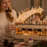 Wooden Christmas Shooting Star Advent Calendar with LED Light Background