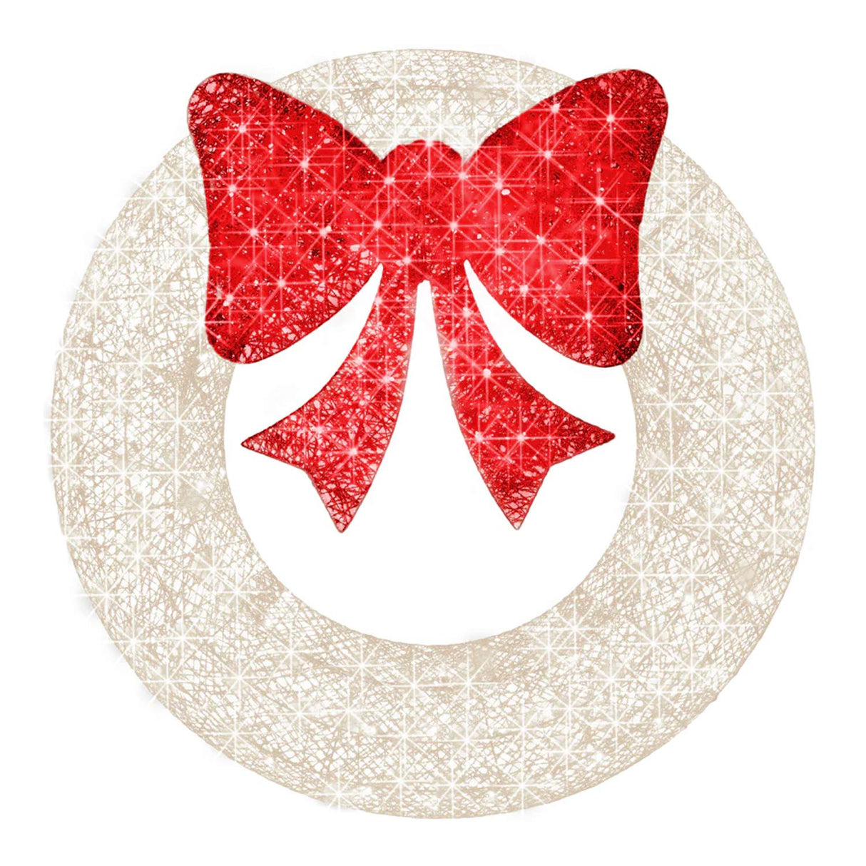 Pre Lit Outdoor Christmas Wreath with Bow LED Metal Holiday Decor 48 Inch