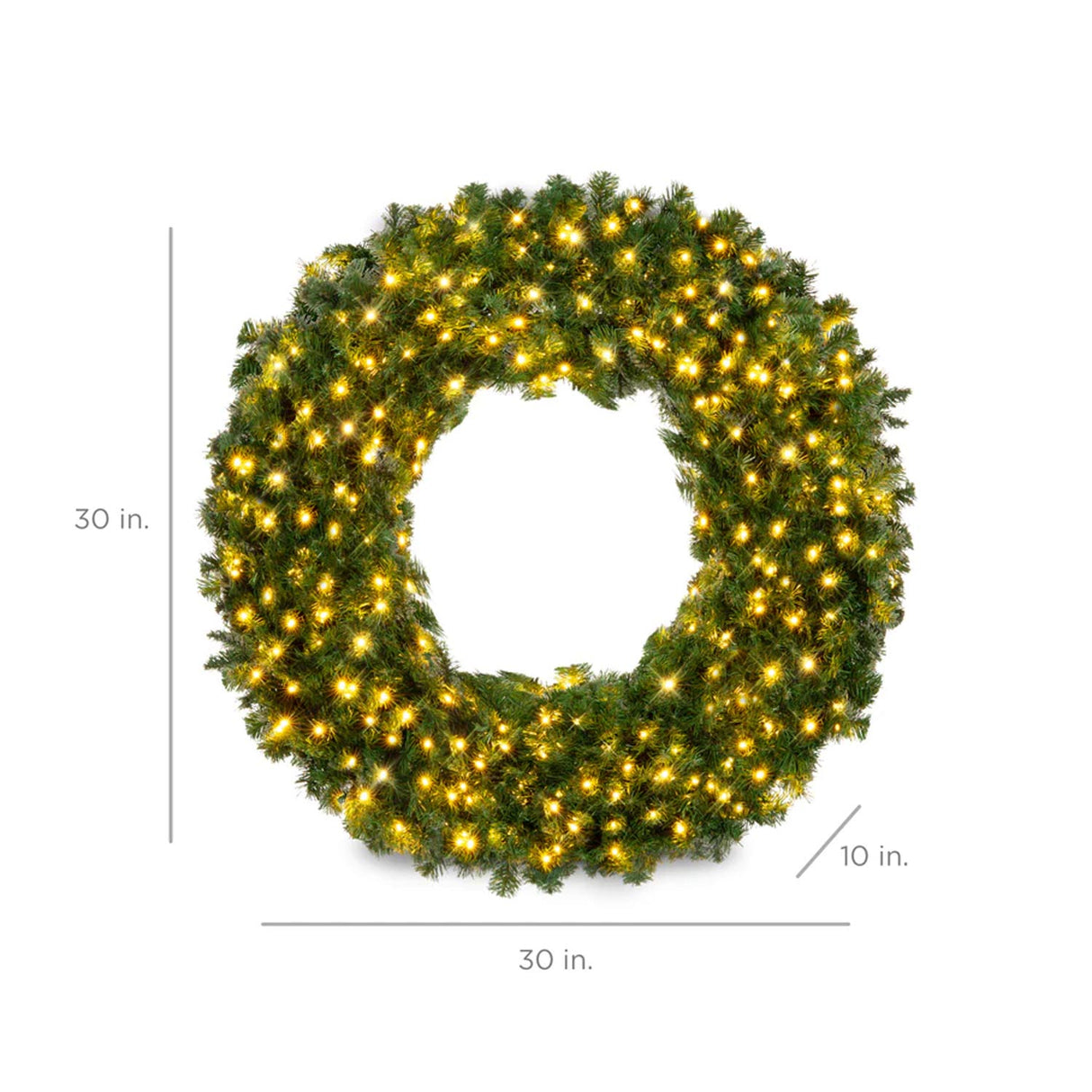Pre Lit Artificial Fir Christmas Wreath with LED Lights Plug In PVC Tips