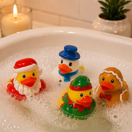 Holiday Rubber Ducks Assorted Christmas Toys 12 Pc