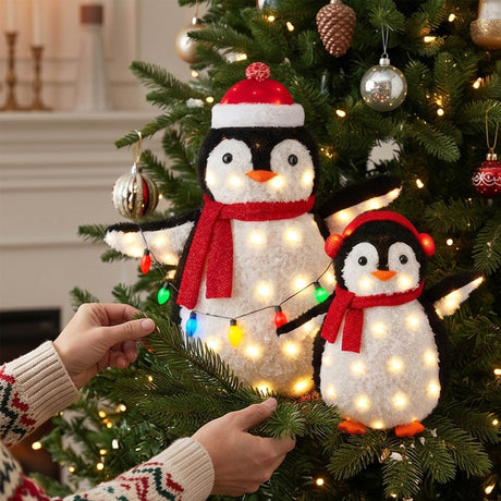 36 Inch LED Penguin Family Christmas Yard Decoration 2 Piece Set