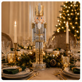 37 Inch Gold and Silver Christmas Nutcracker Holiday Decoration