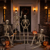 5 ft Life Size Posable Skeleton Halloween Decorations – 4 Pc Set