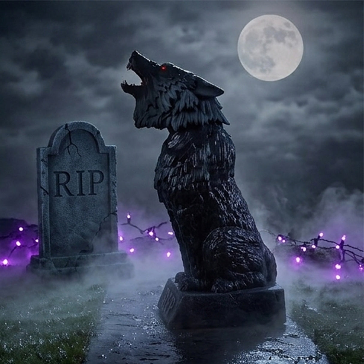 25 1/2" Animated Zombie Wolf Halloween Decoration