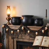 8"–16" Black Cauldrons Plastic Halloween Decorations – 3 Pc Set