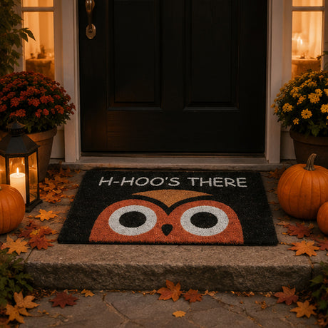 30IN Halloween “WHO’S THERE” Owl Doormat Decoration