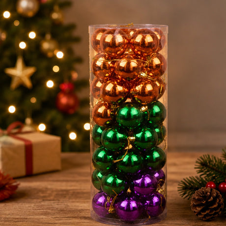 20 in. 50-Piece Halloween Orange, Green and Purple Ball Ornaments Set