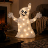 18 in Pre Lit White Ghost Halloween LED Outdoor Decor