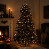 6.5 ft Pre Lit Black Spruce Christmas Tree with White Lights