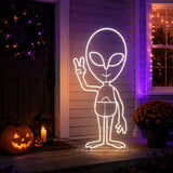 40 in 2D Alien Neon LED Halloween Yard Decor Plug In