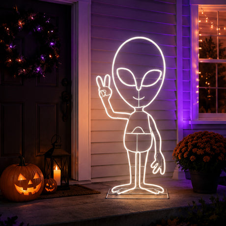 40 in 2D Alien Neon LED Halloween Yard Decor Plug In