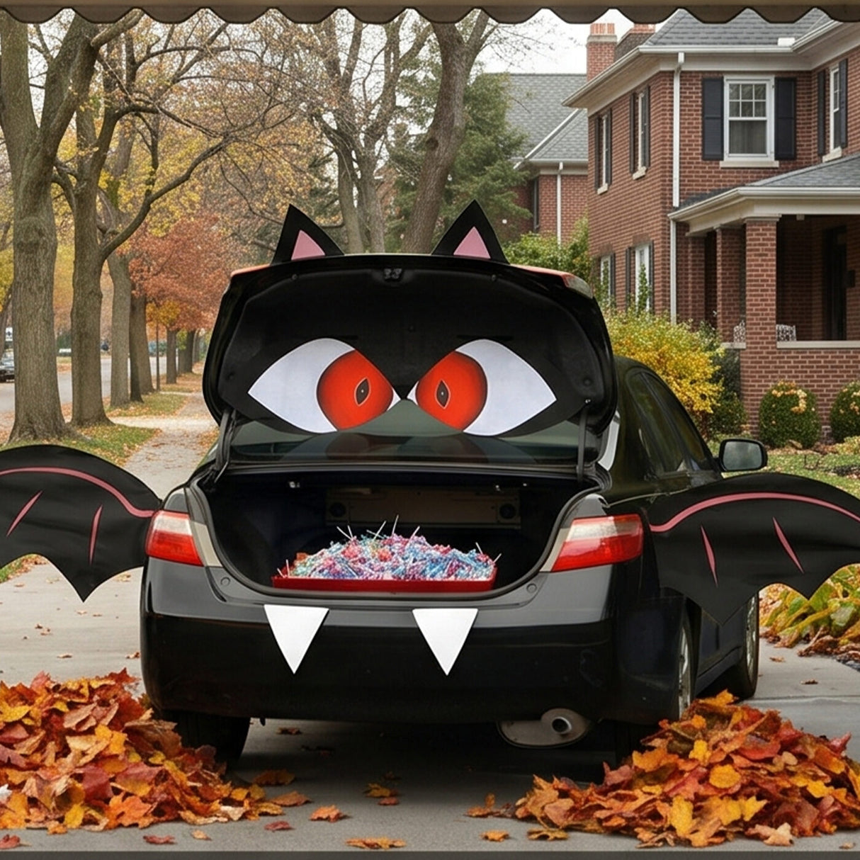 8 Piece Halloween Bat Tricky Trunks Car Decoration Kit Black