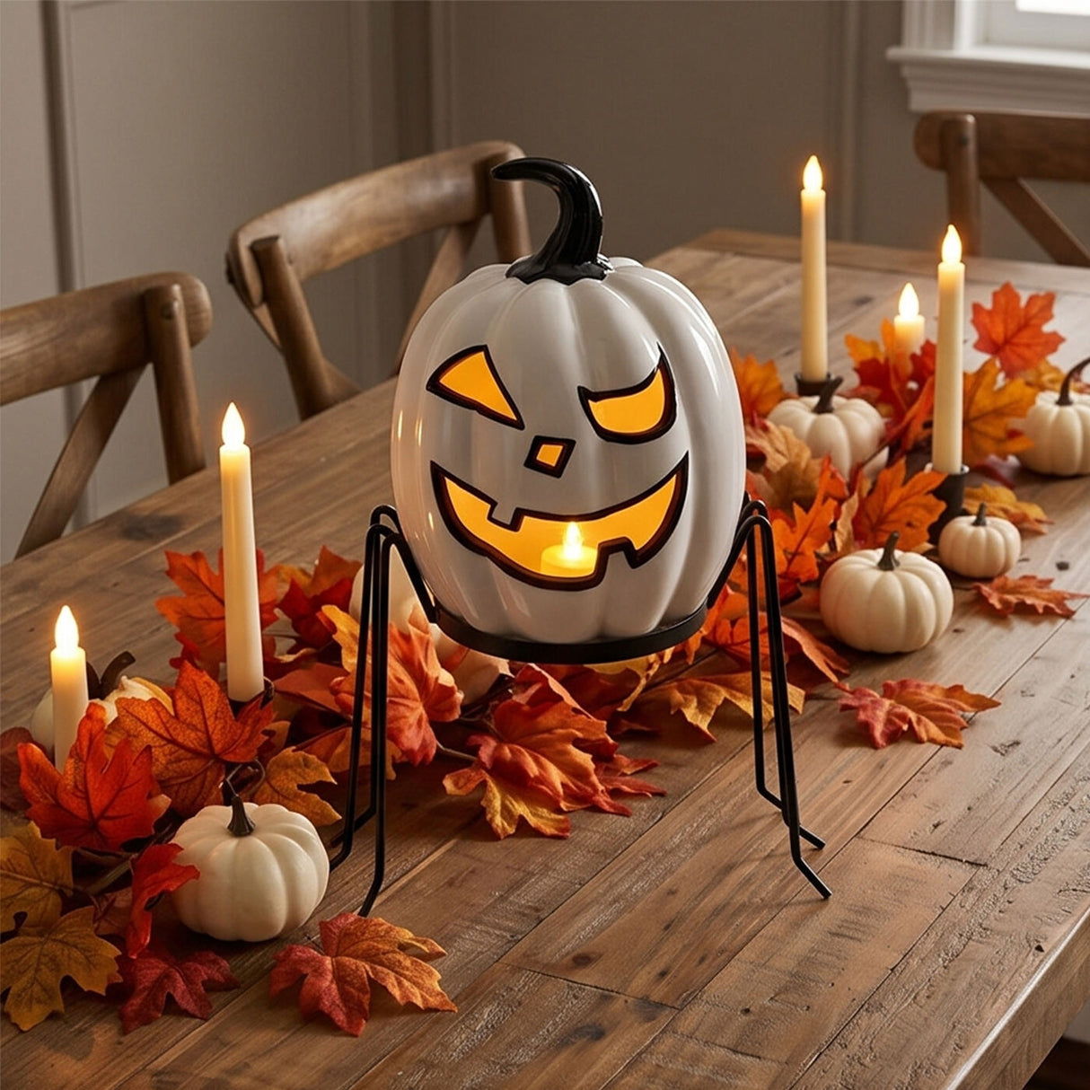 15 in Pre Lit Ghost Pumpkin Halloween Tabletop LED Decor