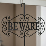 16 in Halloween Beware Metal Wreath Hanger Door Decoration