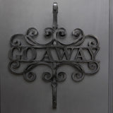 17 in Halloween Go Away Metal Wreath Hanger Black Door Decor