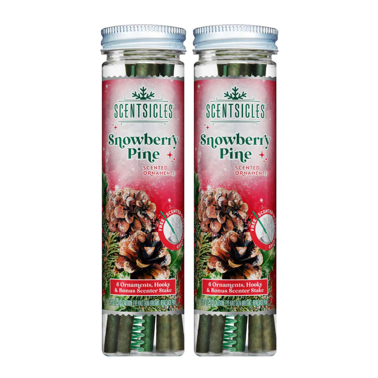 Scentsicles Snowberry Pine Scented Ornament Sticks 2 Pack