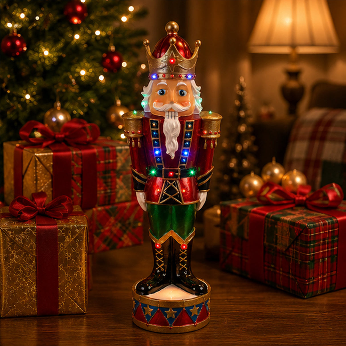 36IN Pre-Lit Nutcracker Christmas Decoration with Multicolor LED Lights Plug-In