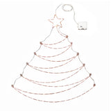 37IN Pre-Lit Hanging Silver Metal Wire Christmas Tree with Warm White LED Lights & Timer