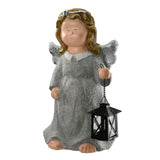 16IN Angel Figurine with Lantern Tea Light Holder Gray Robe Christmas Decor Piece