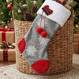 18IN Gray Christmas Stocking with Snowflake Design