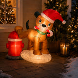 4 ft. Inflatable Puppy Dog and Fire Hydrant with LED Lights Plug-In