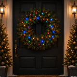 Pre-Lit 24 in. Norwood Fir Christmas Wreath with Multicolor LED Lights